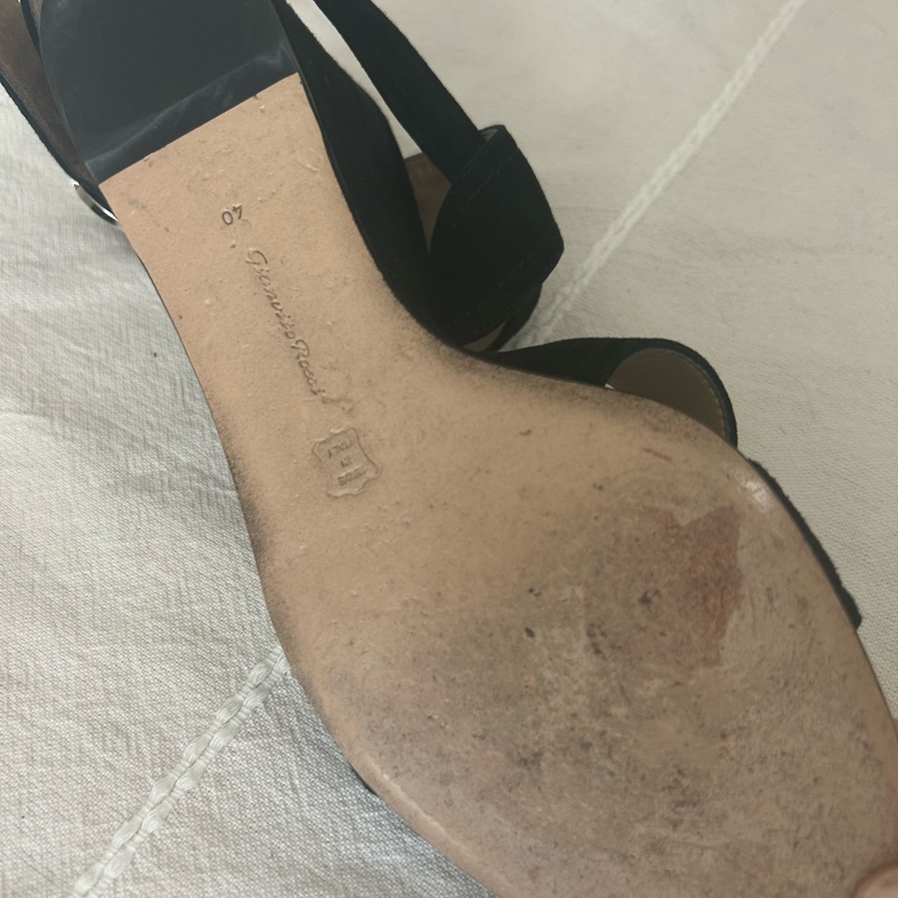 Gianvito Rossi black suede ankle wrap wedge sandals - Picture 9 of 9
